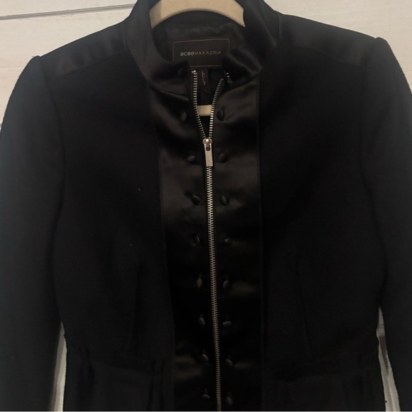 BCBG MaxAzria Peplum Jacket Black Satin-Trimmed Wool
Size Small - Picture 2 of 13